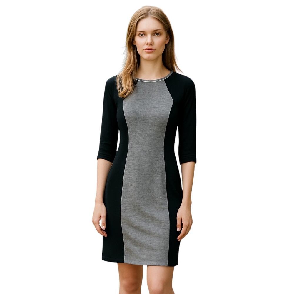 Cynthia Rowley Extra Fine Merino Wool Color Block Dress Size S Small Black Gray